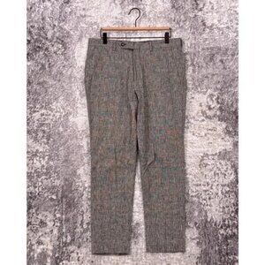 John Varvatos Pants Men Slim Plaid Cotton-Linen